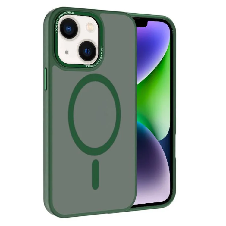 Kalebol Metal Lens Frame MagSafe Frosted PC Phone Case, For iPhone 14 Plus, For iPhone 14