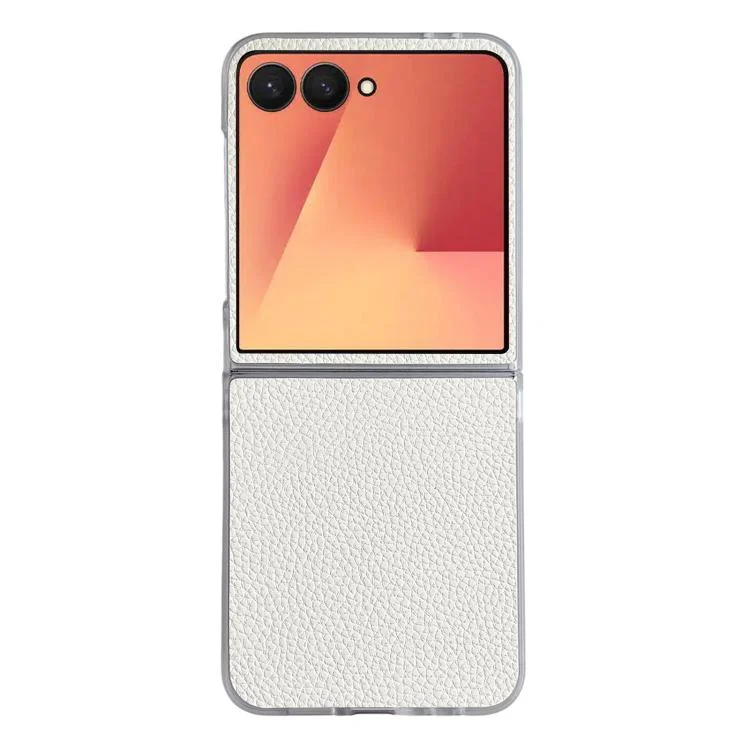 EDA008310901A.webp Litchi Texture Leather Clear Jelly PC Phone Case, For Samsung Galaxy Z Flip7 5G, For Samsung Galaxy Z Flip6 / Flip7 FE, For Samsung Galaxy Z Flip5 - Image 1