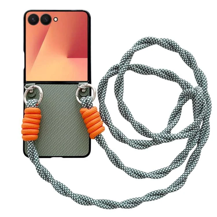 EDA008311601A.webp Woven Texture Phone Case With Colorful Lanyard, For Samsung Galaxy Z Flip7 5G - Image 1