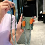 Woven Texture Phone Case With Colorful Lanyard, For Samsung Galaxy Z Flip7 5G - Image 6