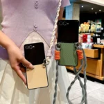 Woven Texture Phone Case With Colorful Lanyard, For Samsung Galaxy Z Flip7 5G - Image 3