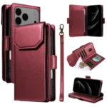 Multi Card Wallet Leather Phone Case with Strap, For iPhone 17 Pro Max, For iPhone 17 Pro, For iPhone 17, For iPhone 17 Air