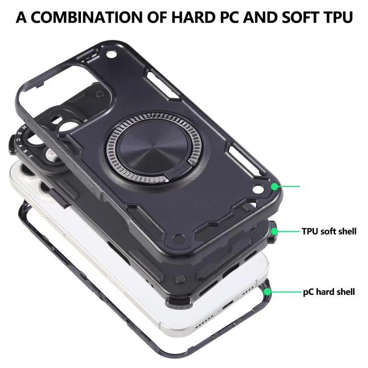 EDA0083410_B1.webp Three-core Mecha 360 Degree Rotation Magnetic Holder Phone Case, For iPhone 12, For iPhone 12 Pro, For iPhone 11 - Image 2
