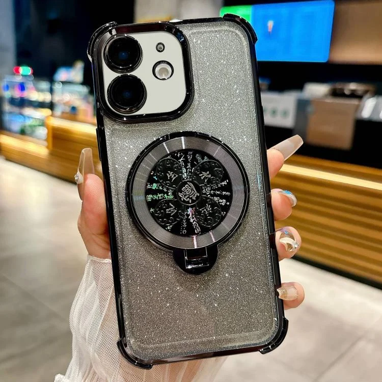 Gradient Glitter Spinning Top Holder Phone Case, For iPhone 11, For iPhone 11 Pro, For iPhone XS / X, For iPhone XR