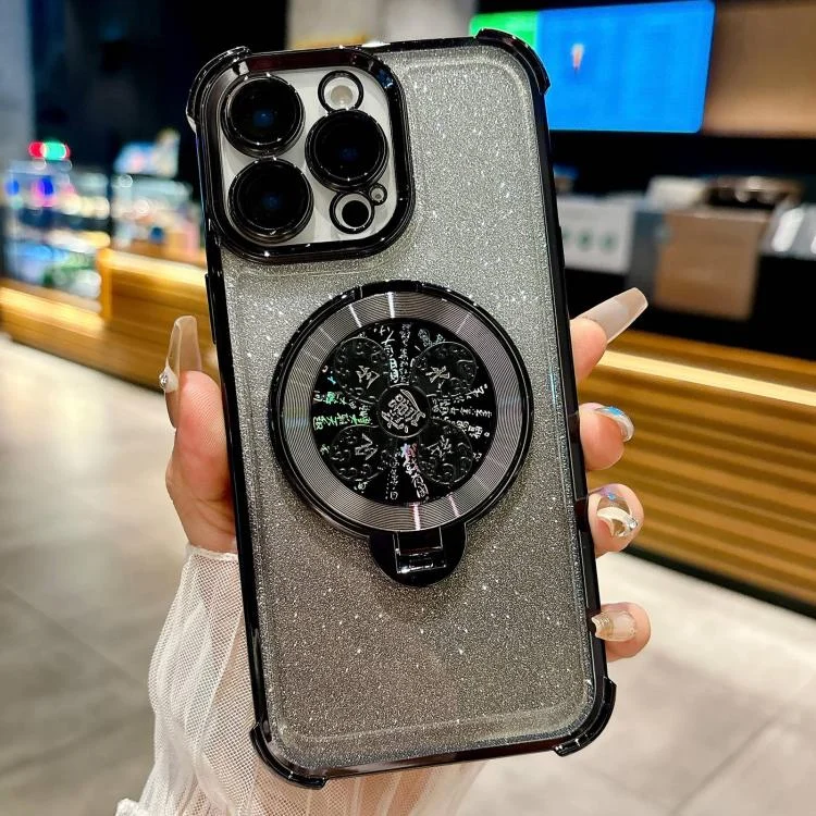 Gradient Glitter Spinning Top Holder Phone Case, For iPhone 14 Pro Max, For iPhone 13 Pro Max, For iPhone 13 Pro, For iPhone 13