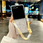 Pearlescent Shell Texture Side Buckle Phone Case with Rainbow Bracelet, For Samsung Galaxy Z Flip7 5G - Image 2