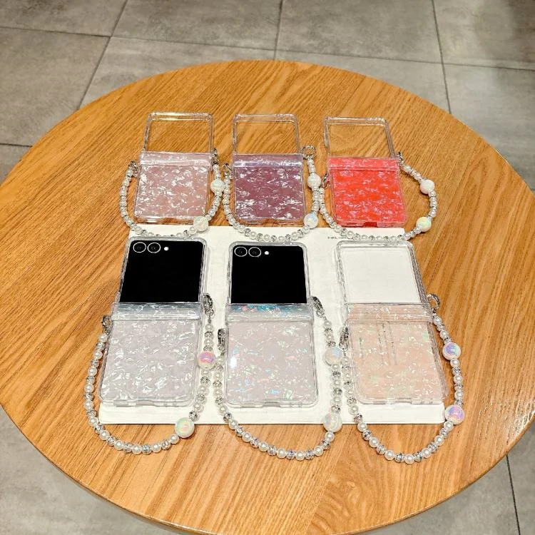 EDA008360801A_3.webp Three Parts Pearlescent Shell Texture Phone Case with Bracelet, For Samsung Galaxy Z Flip7 5G - Image 4