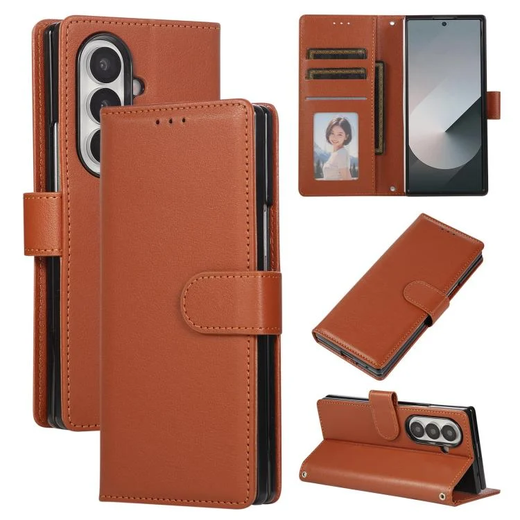 3-Card Slots Multifunctional Leather Phone Case, For Samsung Galaxy Z Fold7 5G, For Samsung Galaxy Z Flip7 5G