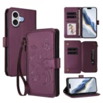 Butterfly Love Flower Multi-card Zipper Wallet Leather Phone Case, For iPhone 17, For iPhone 17 Air