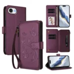 Butterfly Love Flower Multi-card Zipper Wallet Leather Phone Case, For iPhone 16e, For iPhone 16 Pro Max