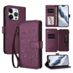 Butterfly Love Flower Multi-card Zipper Wallet Leather Phone Case, For iPhone 16 Pro, For iPhone 16 Plus