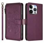 Butterfly Love Flower Multi-card Zipper Wallet Leather Phone Case, For iPhone 16 Pro, For iPhone 16 Plus - Image 2