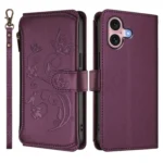 Butterfly Love Flower Multi-card Zipper Wallet Leather Phone Case, For iPhone 16, For iPhone 15 Pro Max - Image 2