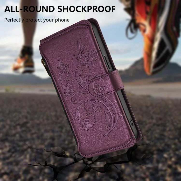 EDA008382809A_5.webp Butterfly Love Flower Multi-card Zipper Wallet Leather Phone Case, For iPhone 16, For iPhone 15 Pro Max - Image 6
