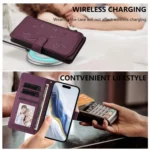 Butterfly Love Flower Multi-card Zipper Wallet Leather Phone Case, For iPhone 16, For iPhone 15 Pro Max - Image 8