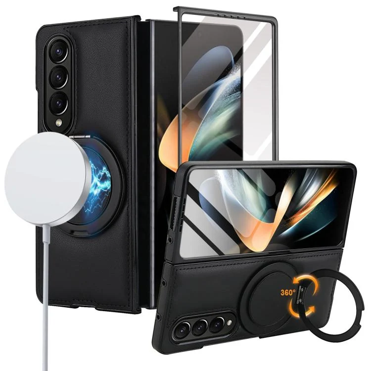 Folding Rotation Holder MagSafe Film Integrated Leather Phone Case, For Samsung Galaxy Z Fold4, For Samsung Galaxy Z Flip4