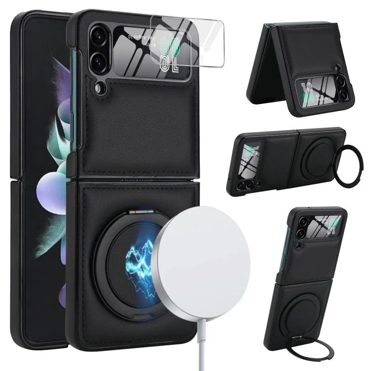 Folding Rotation Holder MagSafe Film Integrated Leather Phone Case, For Samsung Galaxy Z Flip3 5G, For Samsung Galaxy Z Fold3 5G