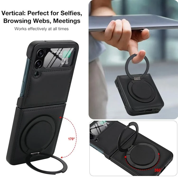 EDA008385010A_4.webp Folding Rotation Holder MagSafe Film Integrated Leather Phone Case, For Samsung Galaxy Z Flip3 5G, For Samsung Galaxy Z Fold3 5G - Image 5