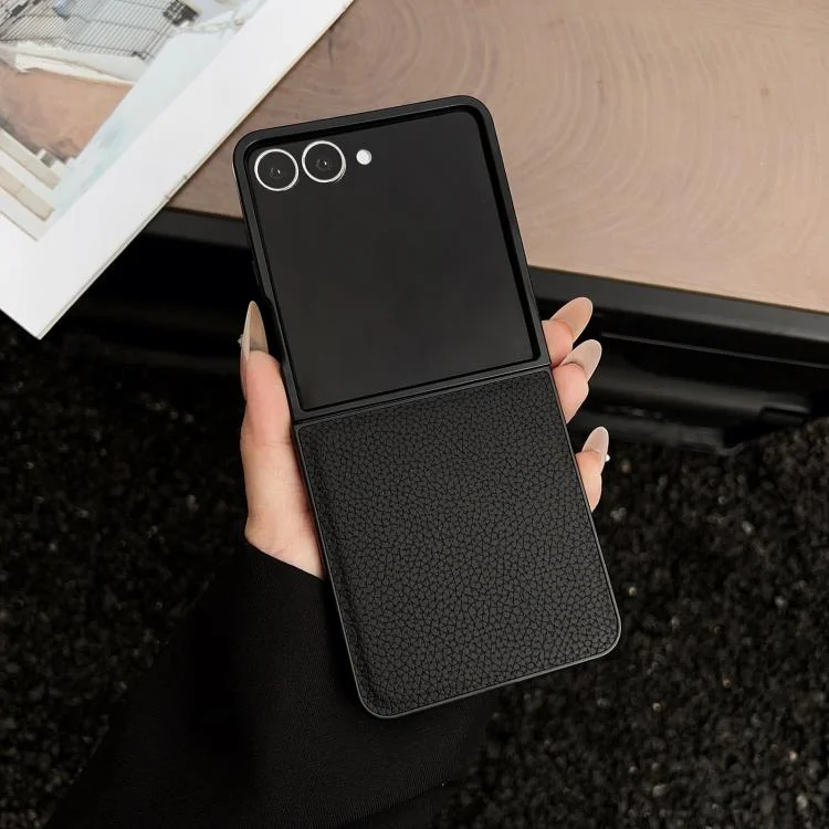 Litchi Texture Folding Back Cover Phone Case, For Samsung Galaxy Z Flip7, For Samsung Galaxy Z Flip6, For Samsung Galaxy Z Flip5