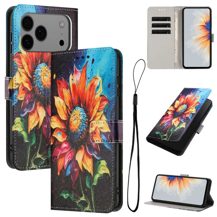 Color Drawing Pattern Leather Phone Case, For iPhone 17 Pro Max, For iPhone 17 Pro
