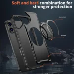 Metal 360 Degree Rotation Holder MagSafe Phone Case, For iPhone 16 Plus, For iPhone 16 - Image 3