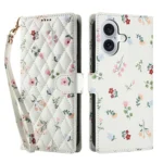 Flower Pattern Buckle Leather Phone Case with Lanyard, For iPhone 16, For iPhone 15 Pro Max, For iPhone 15 Pro, For iPhone 15 Plus / 14 Plus - Image 2
