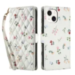 Flower Pattern Buckle Leather Phone Case with Lanyard, For iPhone 15, For iPhone 14 / 13, For iPhone 14 Pro, For iPhone 14 Pro Max - Image 2
