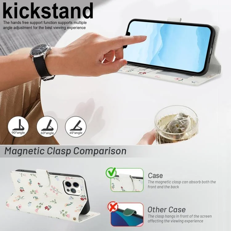 EDA008395220A_3.webp Flower Pattern Buckle Leather Phone Case with Lanyard, For iPhone 12 / 12 Pro, For iPhone 12 Pro Max, For iPhone 12 mini, For iPhone 11 Pro Max - Image 4