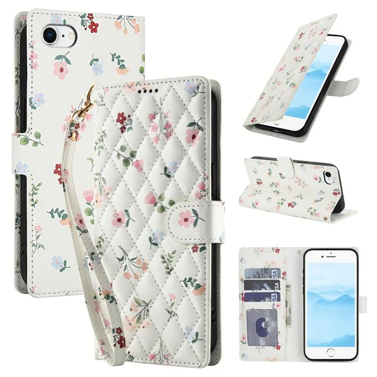 Flower Pattern Buckle Leather Phone Case with Lanyard, For iPhone SE 2022 / SE 2020 / 8 / 7, For iPhone 13 Pro Max, For iPhone 13 Pro, For iPhone 13 mini