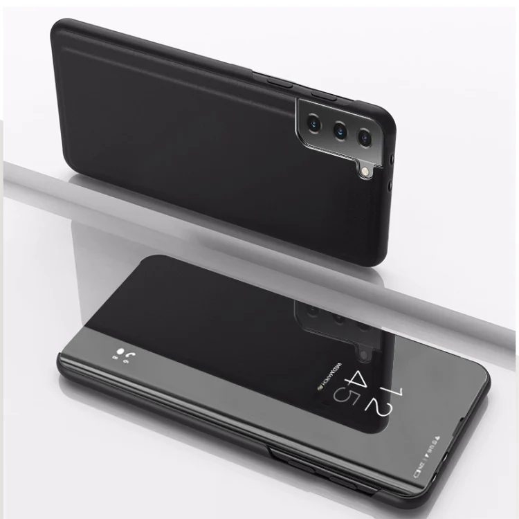 Plated Mirror Leather Phone Case with Holder, For Samsung Galaxy S23 5G, For Samsung Galaxy S23+ 5G