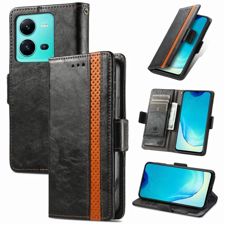 CaseNeo Splicing Dual Magnetic Buckle Leather Phone Case, For vivo V25