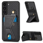 Carbon Fiber Wallet Flip Card K-shaped Holder Phone Case, For Samsung Galaxy S22 5G, For Samsung Galaxy S22+ 5G, For Samsung Galaxy S22 Ultra 5G, For Samsung Galaxy S21 5G