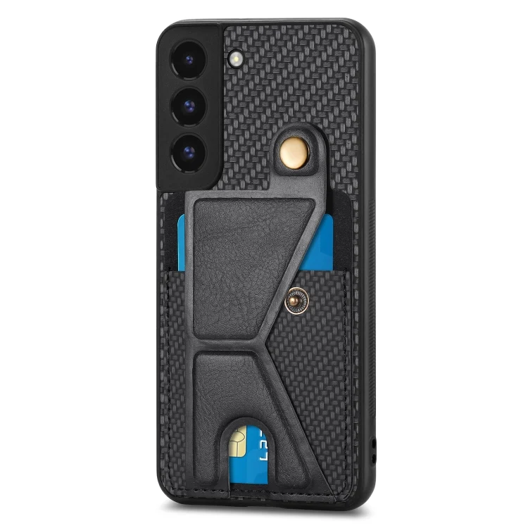 SYA002155801A_1.webp Carbon Fiber Wallet Flip Card K-shaped Holder Phone Case, For Samsung Galaxy S22 5G, For Samsung Galaxy S22+ 5G, For Samsung Galaxy S22 Ultra 5G, For Samsung Galaxy S21 5G - Image 3