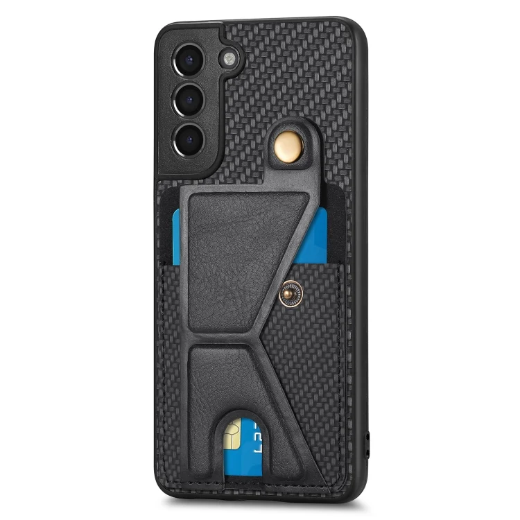 SYA002155805A_1.webp Carbon Fiber Wallet Flip Card K-shaped Holder Phone Case, For Samsung Galaxy S21+ 5G, For Samsung Galaxy S21 Ultra 5G, For Samsung Galaxy S20+, For Samsung Galaxy S20 - Image 3