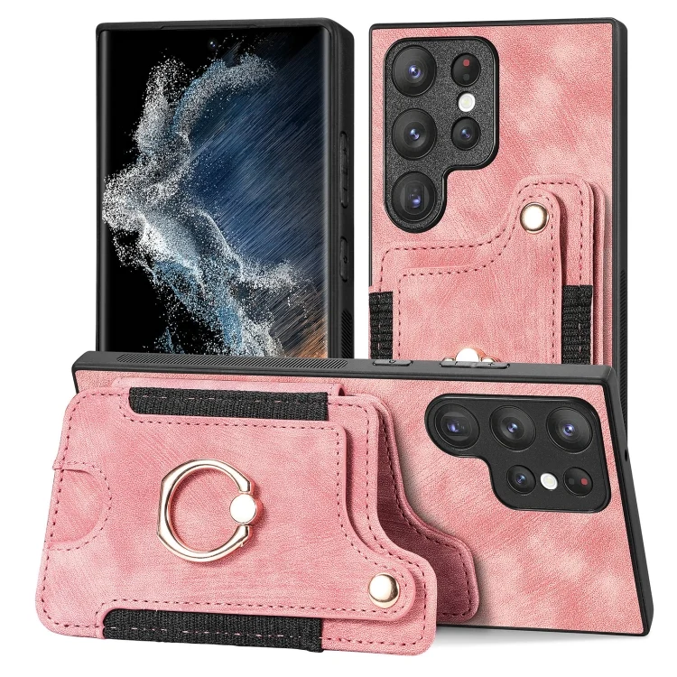 Retro Skin-feel Ring Multi-card Wallet Phone Case, For Samsung Galaxy S22 Ultra 5G, For Samsung Galaxy S21 5G, For Samsung Galaxy S21+ 5G