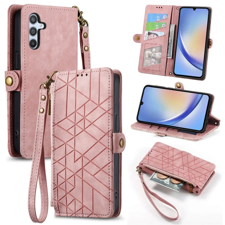 Geometric Zipper Wallet Side Buckle Leather Phone Case, For Samsung Galaxy A13 5G, For Samsung Galaxy A41, For Samsung Galaxy A22 4G