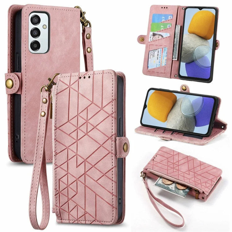 Geometric Zipper Wallet Side Buckle Leather Phone Case, For Samsung Galaxy M23, For Samsung Galaxy A13 4G, For Samsung Galaxy M52 5G