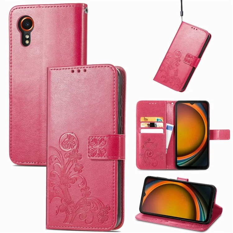 Four-leaf Clasp Embossed Buckle Leather Phone Case, For Samsung Galaxy Xcover 7, For Samsung Galaxy S24 Ultra 5G, For Samsung Galaxy S24+ 5G, For Samsung Galaxy S24 5G