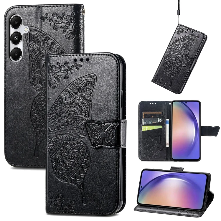 Butterfly Love Flower Embossed Leather Phone Case, For Samsung Galaxy A55 5G, ForSamsung Galaxy A35 5G
