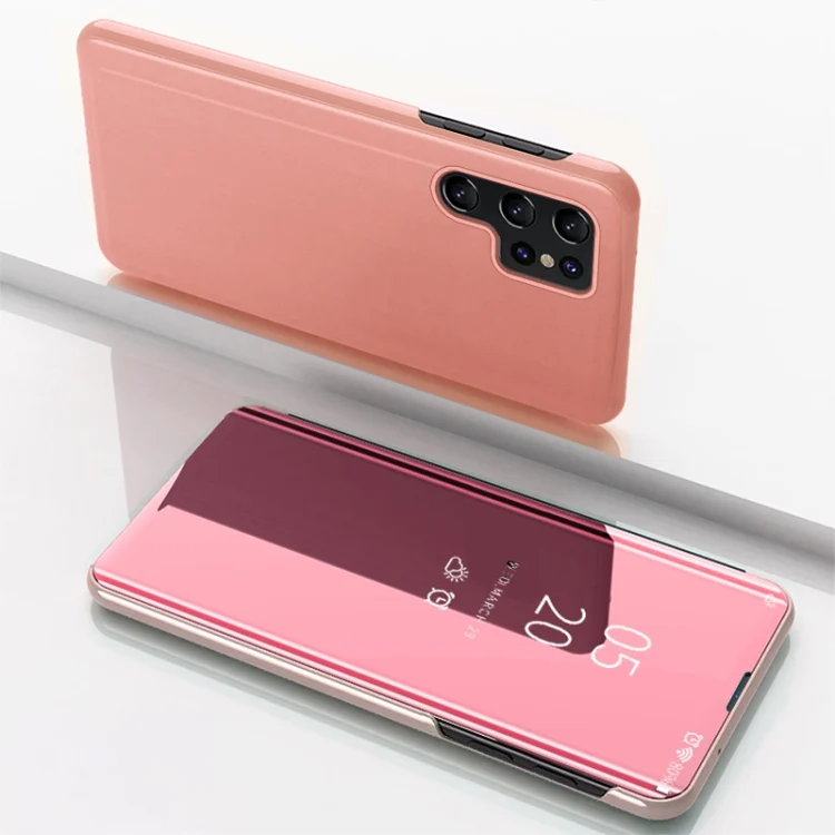 Plated Mirror Horizontal Flip Leather Phone Case with Holder, For Samsung Galaxy S24 Ultra 5G, For Samsung Galaxy S24+ 5G