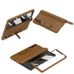 Shell-membrane Integrated Hinge All-around Leather Folding Phone Case, For Samsung Galaxy Z Fold7 5G, For Samsung Galaxy Z Fold6 5G, For Samsung Galaxy Z Fold5 5G