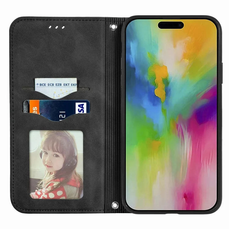 SYA002322612A_2.webp Retro Skin Feel Magnetic Flip Leather Phone Case, For iPhone 16, iPhone 16e, For iPhone 15 Pro Max - Image 4