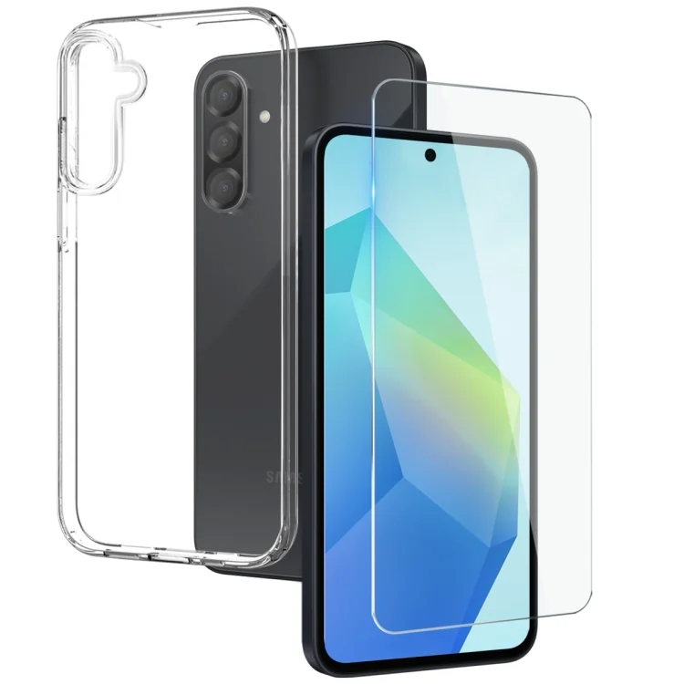 NORTHJO Transparent TPU Phone Case with Tempered Glass Film, For Samsung Galaxy A56 5G, For Samsung Galaxy A26 5G, For Samsung Galaxy A36 5G, For Samsung Galaxy A06 4G, For Samsung Galaxy S24 FE 5G...