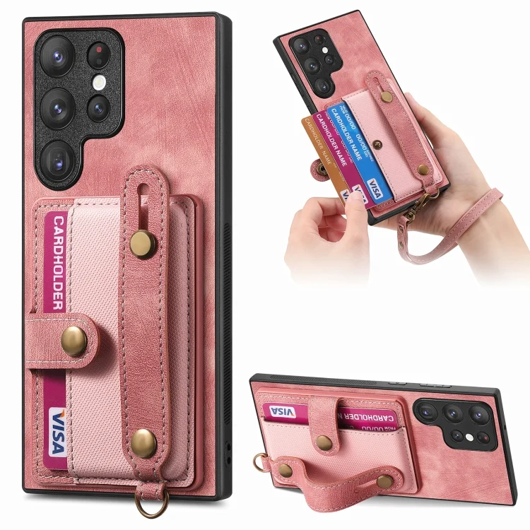 Retro Cross Wristband Wallet Leather Back Phone Case, For Samsung Galaxy S23 Ultra 5G, For Samsung Galaxy S23+ 5G, For Samsung Galaxy S23 5G