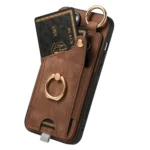 Retro Skin-feel Ring Card Bag Phone Case with Hang Loop, For iPhone 13 Pro, For iPhone 13, For iPhone 12 - Image 3