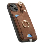 Retro Skin-feel Ring Card Bag Phone Case with Hang Loop, For iPhone 13 Pro, For iPhone 13, For iPhone 12 - Image 4