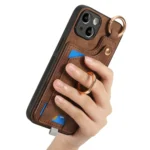 Retro Skin-feel Ring Card Bag Phone Case with Hang Loop, For iPhone 13 Pro, For iPhone 13, For iPhone 12 - Image 6
