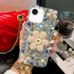 Sunflower Holder Hand-set Diamond PC Phone Case, For iPhone 16e, For iPhone 16 Pro Max, For iPhone 16 Pro, For iPhone 16 Plus, For iPhone 16