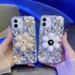 Sunflower Holder Hand-set Diamond PC Phone Case, For iPhone 16e, For iPhone 16 Pro Max, For iPhone 16 Pro, For iPhone 16 Plus, For iPhone 16 - Image 3
