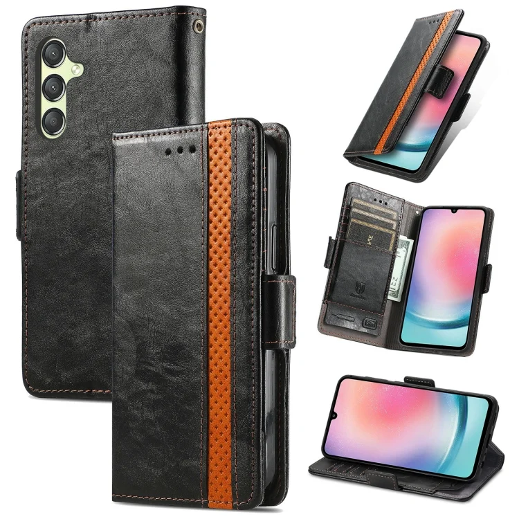 CaseNeo Splicing Dual Magnetic Buckle Leather Phone Case, For Samsung Galaxy A55, For Samsung Galaxy A35, For Samsung Galaxy S24 Ultra 5G